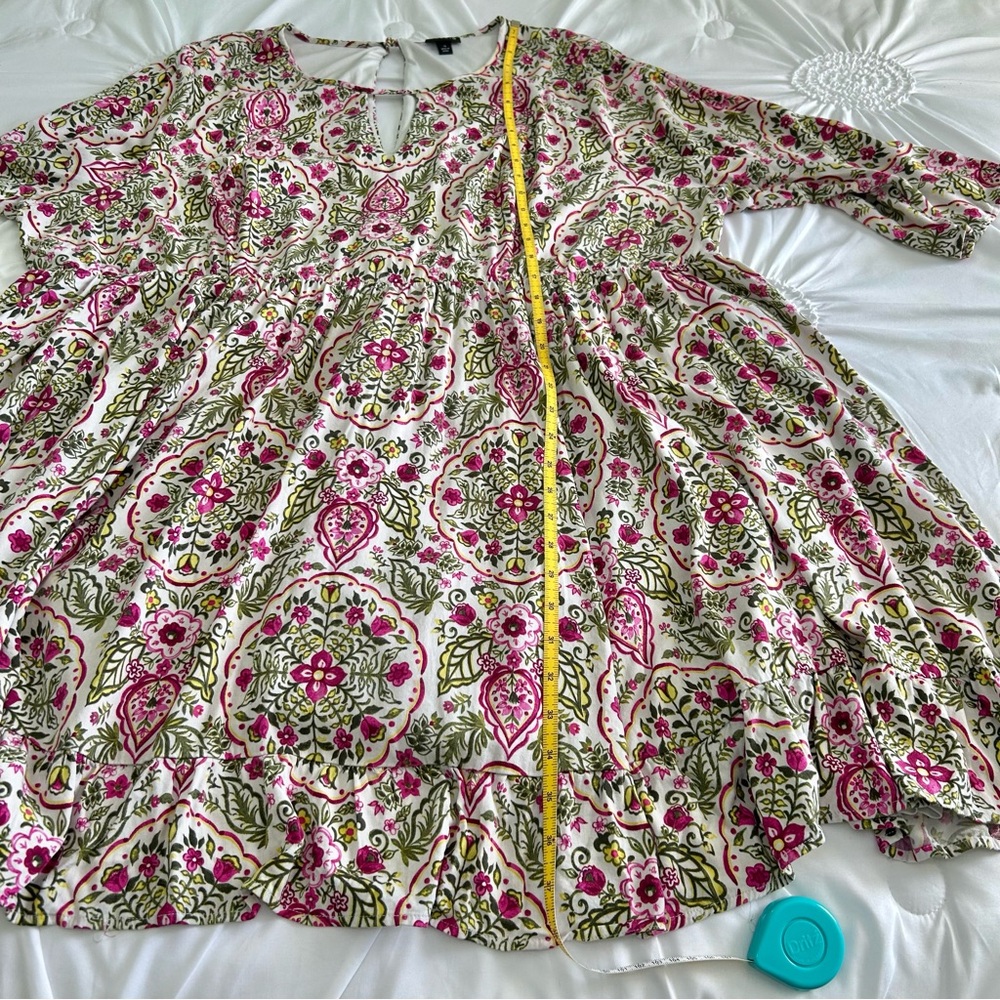 Torrid Pink Floral Keyhole Neckline Challis Skater Dress Size 4X - Picture 7 of 16